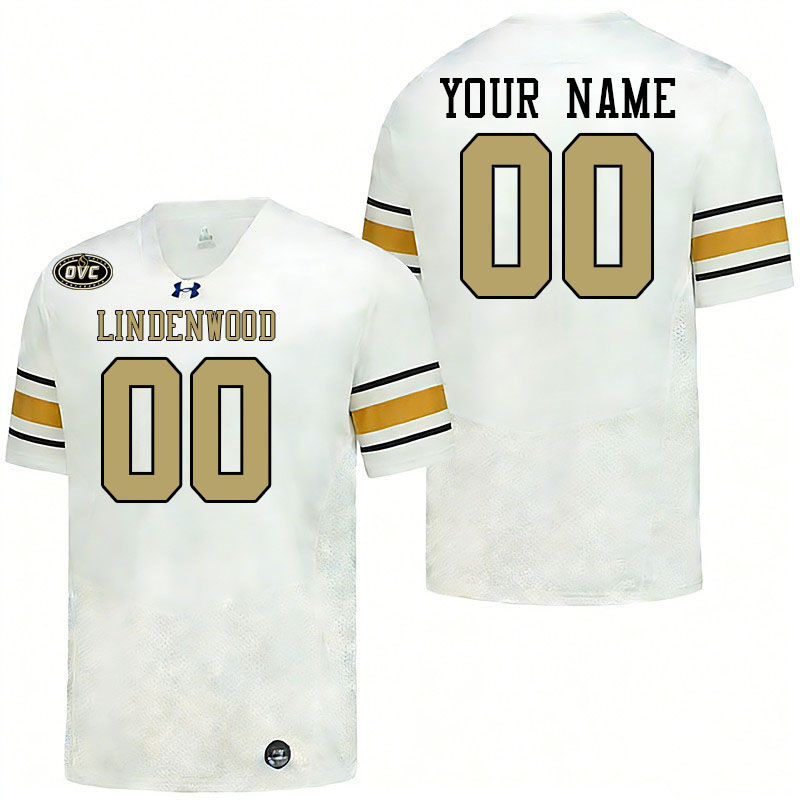Custom Lindenwood Lions Name And Number Football Jerseys-White